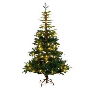 Nearly Natural 6-ft Pre-Lit Artificial Idaho Mixed Fir Christmas Tree with 130 Warm White LED Lights - 1 of 4