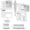 FONTOI 29.2"W/37"W/41"W Makeup Vanity Table with Left Drawer Stool Large Sliding Mirror Capacity Storage for Bedroom Dressing Room, White/Black - 3 of 4