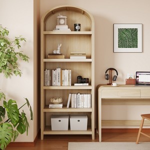 Bestier 76''Tall Arched 5-Tier Bookcase, Modern Shelving Unit with Durable MDF & Scratch-Resistant Finish for Living Room or Home Office - 1 of 4