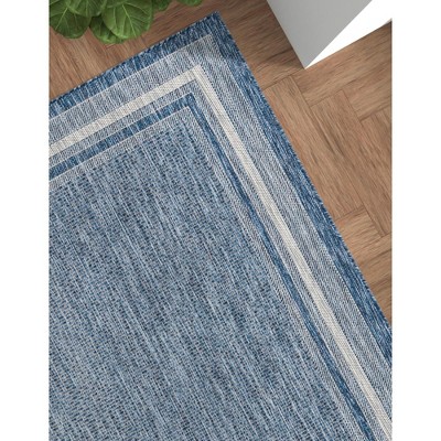 Blue Synthetic Easy-Care Reversible Outdoor Rug 9' x 12'
