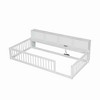 XIYUYEU Twin XL Size Wood Montessori Bed with 3 Built-in Storage Cabinets and Guardrail,Modern Floor Bed with USB Ports for Bedroom,White - 4 of 4