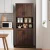 Bathroom Cabinet, Farmhouse Storage Cabinet w/ Glass Doors & Adjustable Shelves,Freestanding Kitchen Pantry Cabinet, Cupboard - 4 of 4