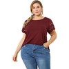 Agnes Orinda Women's Plus Size Crew Neck Lace Panel Short Sleeve Elegant Work Packs Blouses - 4 of 4