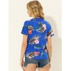 Allegra K Women's Hawaiian Floral Leaves Printed Short Sleeve Button Down Vintage Shirt - 4 of 4