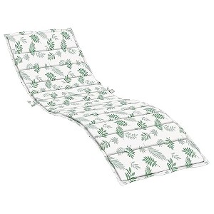 vidaXL Leaf Pattern Sun Lounger Cushion, Water-Resistant Oxford Fabric, Foam Fiber Filling - 1 of 4