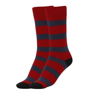 Women’s Striped Cotton Crew Socks – 1 Pair, Soft & Breathable, Colorful Casual Socks, Size 9-11 - 1 of 3