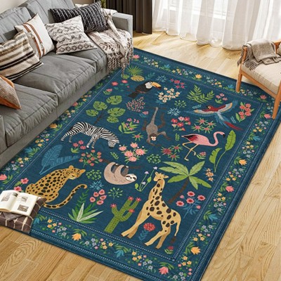 Washable Animal Rug Soft Low Pile Non Slip Large Carpet For Living Room, Nursery, Hallway, Entryway, Nursery, Kids Room