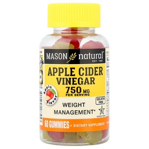Mason Natural Apple Cider Vinegar 750 mg - Healthy Weight Management, All Natural Detoxification, Gelatin Free, Kosher, Apple Flavor, 60 Gummies - 1 of 4
