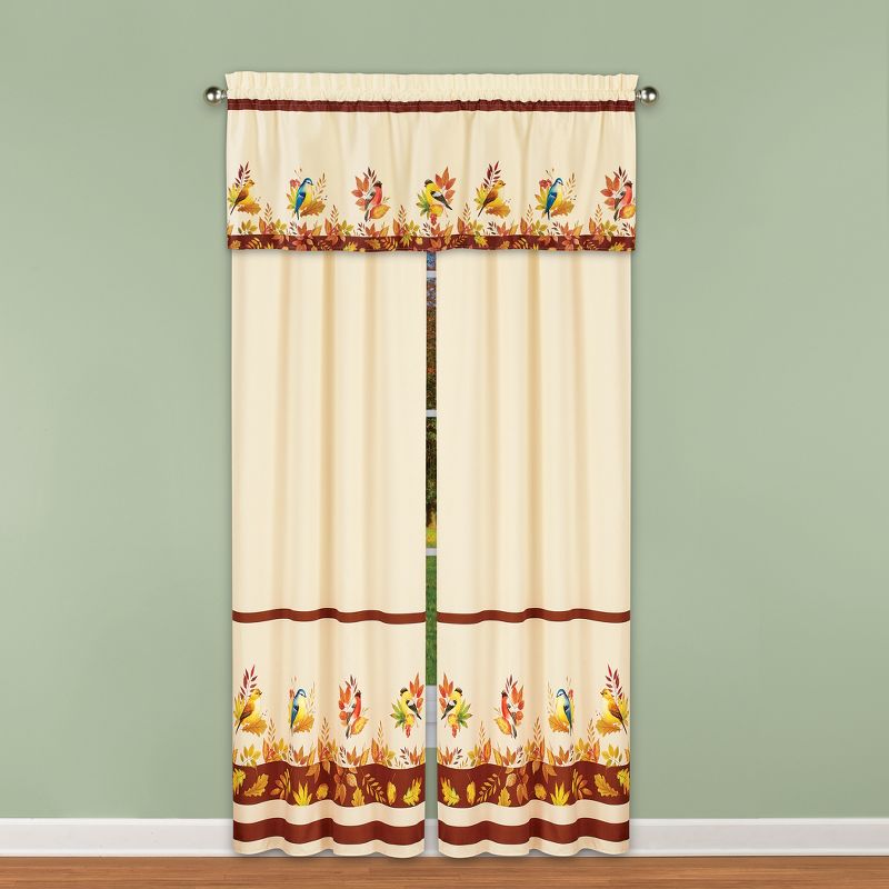Collections Etc Autumn Leaves Bird Curtains, 3 of 4