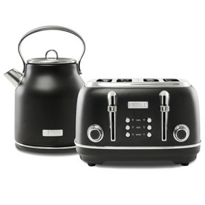 Haden Heritage 4 Slice Wide Slot Stainless Steel Toaster Bundled with 1.7 Liter Stainless Steel Electric Water Kettle, Black & Chrome - 1 of 4