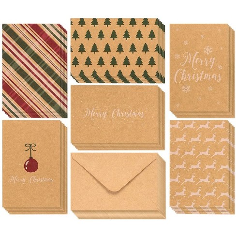 Best Paper Greetings 36 Pack Kraft Merry Christmas Greeting Cards With  Envelopes, 6 Holiday Yuletide Character Designs, 4 X 6 In : Target