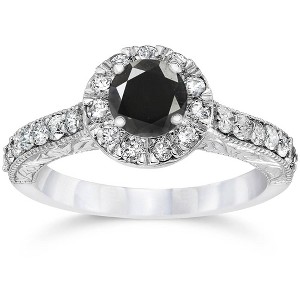 Pompeii3 1 3/4ct Vintage Treated Black Diamond Engagement Ring 14K White Gold - 1 of 4