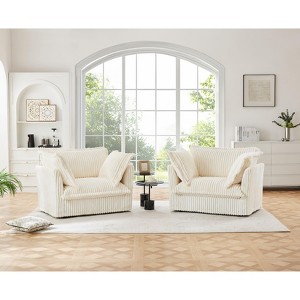 CAVINAS Couches for Living Room Deep Seat Sofa Couch Corduroy Slip-covered Armchair with Cushion and Pillows - 1 of 4