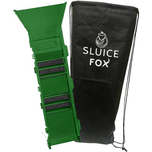 Sluice Fox 31 inch Sluice Box Compact Gold Panning Kit; portable sluice box  and 2 classifier sifting pans; classify while you sluice with this patented  prospecting tool set (green color) 