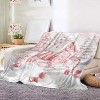 Christmas Throw Blanket for Couch Bed Sofa, Pink Gingerbread House with Snowman Heart Candy, Flannel Blanket Christmas Decor Xmas Gifts. - 2 of 4