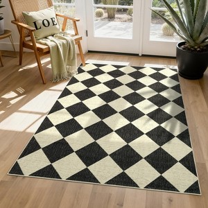 Coucheta Washable Checkered Area Rug, Non-Slip & Stain Resistant, Modern Geometric Plaid Carpet for Bedroom, Living Room, Hallway, Dining & Nursery - 1 of 4