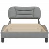 vidaXL Twin Fabric Bed Frame & Headboard Cushion in Light Gray with Plywood Slats - Modern Sleep Support, Stylish Waved Design - 4 of 4