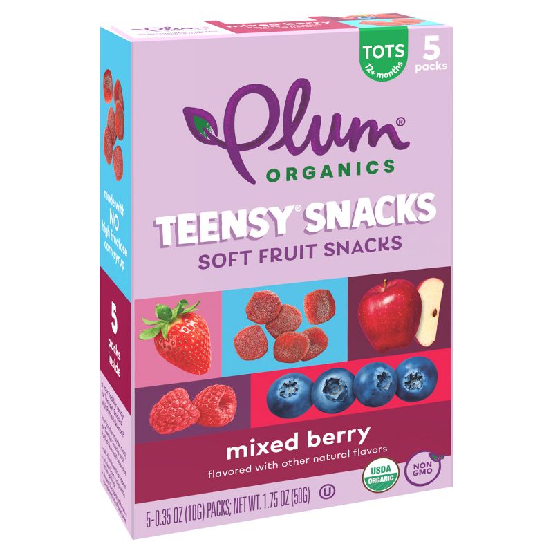 Plum Organics Teensy Snacks Soft Fruit Snacks - Mixed Berry - 0.35oz/5ct, 4 of 14