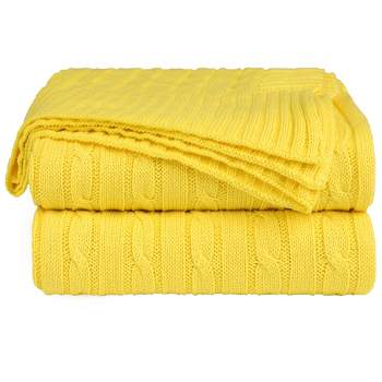PiccoCasa Cotton Cable Soft Couch Decorative Knitted Throw Blanket 1 Pc