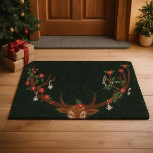 Folkulture Christmas Door Mat | Reindeer Door Mats | 16 x 28 Inch Welcome Matt or Doormat for Home Entrance | Durable & Anti Slip Coir Door Mats - 1 of 4