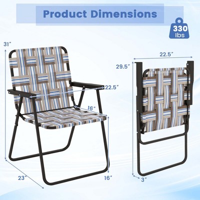 Set of 4 Black and Brown Folding Outdoor Chairs with Arms