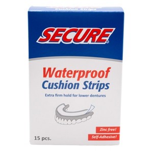 Secure Denture Adhesive Cushion Strips – Zinc Free – Waterproof – Comfortable Fit for Uppers & Lowers – Extra Firm All-Day-Hold – Clean Ingredients - 1 of 4