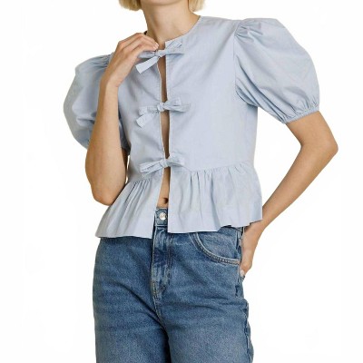 Women's Knot Detail Peplum Top - Aureum