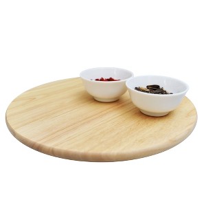 PJ Wood Lazy Susan Wooden Turntable Organizer for Kitchen Pantry Cabinet Storage Rack Tray 15.3 Inch, Natural – Rotating Countertop Board - 1 of 4