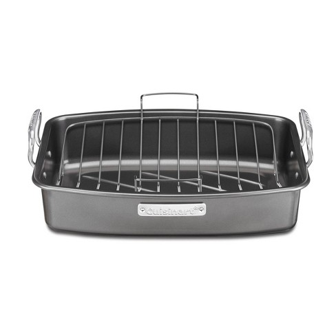 Lexi Home 15 inch Non-Stick Carbon Steel Roasting Pan with Flat Rack