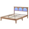 Rattan Bed Frame with Natural Rattan Headboard, Queen Bed Frame with LED Lights, Platform Bed Frame with Headboard, No Box Spring Needed - 2 of 4
