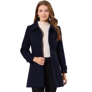 Allegra K Women's Peter Pan Collar Single Breasted Outwear Winter Buttoned Long Coat - 1 of 4