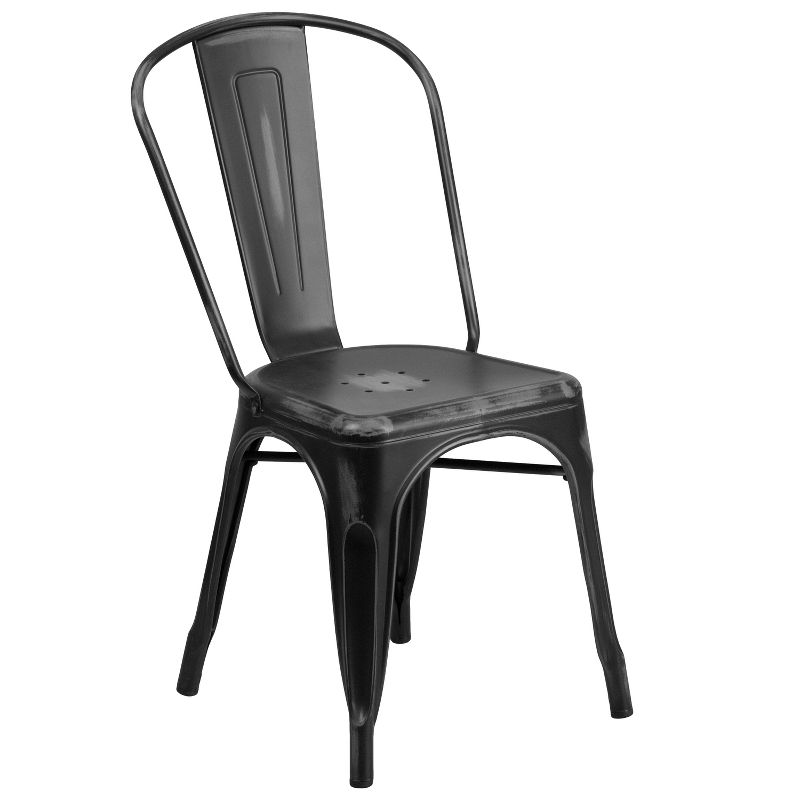 Flash Furniture Commercial Grade Distressed Metal Indoor-Outdoor Stackable Chair, 1 of 11
