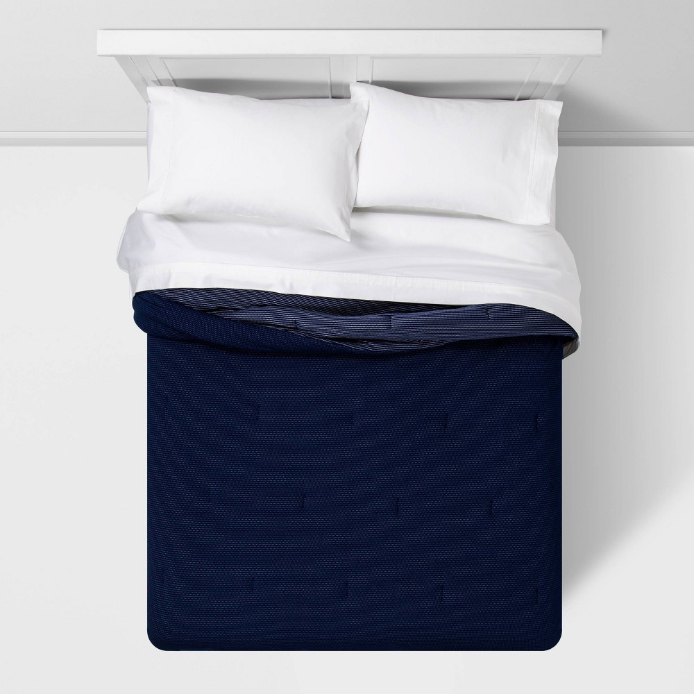 Photos - Duvet Twin/Extra Long Twin Dobby Jersey Comforter Navy - Room Essentials™