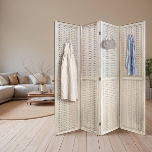 MAYEERTY Room Divider, 5.6Ft Wooden Freestanding Privacy Screen - 1 of 4