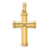 Black Bow Jewelry Men's 14k Yellow Gold Hollow 3D Polished Cross Pendant - 3 of 4