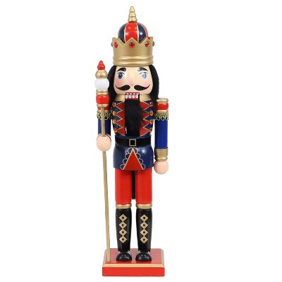 Sunnydaze Roderick the Ruler Indoor Decorative Traditional Christmas Wooden Nutcracker Statue, 15-Inch