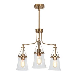 LNC Auisre 3-Light 21.5" Modern Sputnik Medium Chandelier, Polished Gold with Seeded Glass - 1 of 4