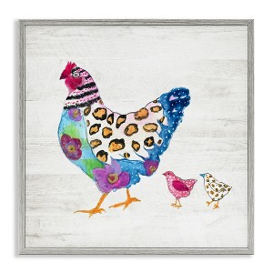 Stupell Industries Abstract Chicken Walk Whimsical Patterned Farm Animal Framed Giclee Art - 1 of 4