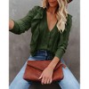 Womens V Neck Button Down Sweaters Tops Casual Long Sleeve Ruffle Knit Cardigan - 3 of 4