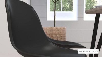 Orange Polypropylene Accent Chair with Geometric Wooden Legs