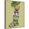 Amanti Art 23"x28" French Bulldog in Christmas Stocking Fab Funky Framed Canvas Wall Art - 2 of 4