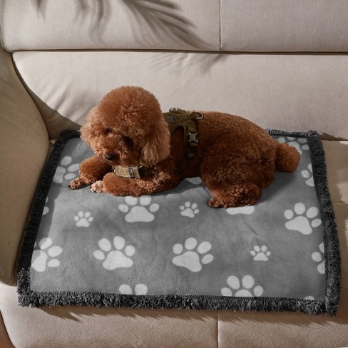 Kritter Planet Waterproof Paw Blankets Small Blankets for Dogs Pee Proof Sherpa Fleece Puppy Blanket Reversible Cover for Couch Bed Liquid Proof