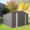 PAGED 10x12 FT Outdoor Storage Shed with Double Door,Waterproof Metal Garden Shed with Two Windows for Backyard Patio,Gray - 2 of 4