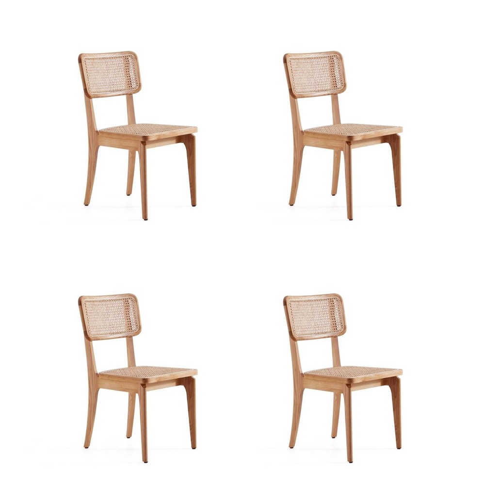 Photos - Chair Set of 4 Giverny Dining  Natural - Manhattan Comfort