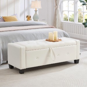 KWPZQEB 48" Ottoman with Storage, Storage Ottoman Bench with Safety Hinge, Upholstered Entryway Bench with Seating for Bedroom, Living Room - 1 of 4