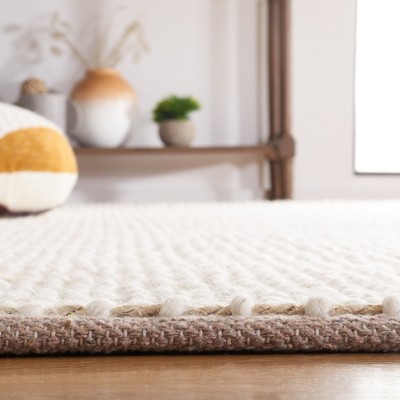 Natural Light Grey Handwoven Wool Square Area Rug