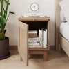 Homhougo Nightstand with Hidden Retractable Desktop,End Table Modern Rattan Nightstand, Wooden Side Table with Solid Wood Legs, Natural - 3 of 4