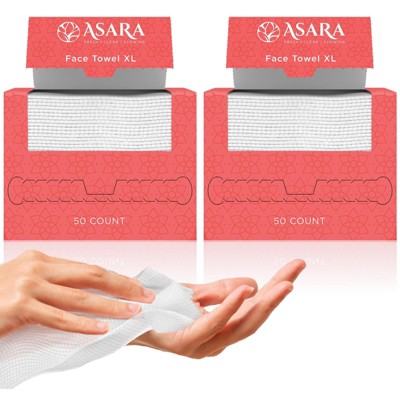 Asara Disposable Face Towel XL Facial Wipes - Organic Vegan Biodegradable Face Towels