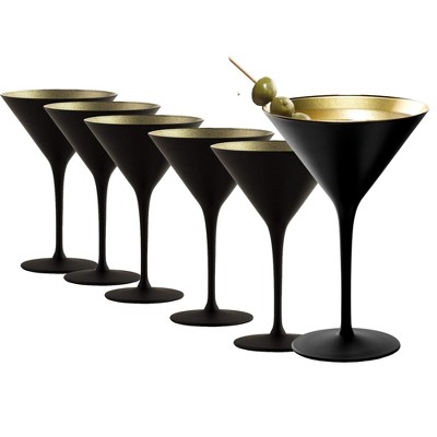 Stölzle Lausitz Olympia Martini Glass, Black/Gold - Set of 6
