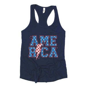 Simply Sage Market Women's America Varsity Lightning Bolt Racerback Tank - 1 of 2